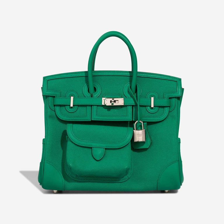 Hermès Birkin Cargo 25 Toile Goeland / Swift Vert Vertigo Front | Sell your designer bag