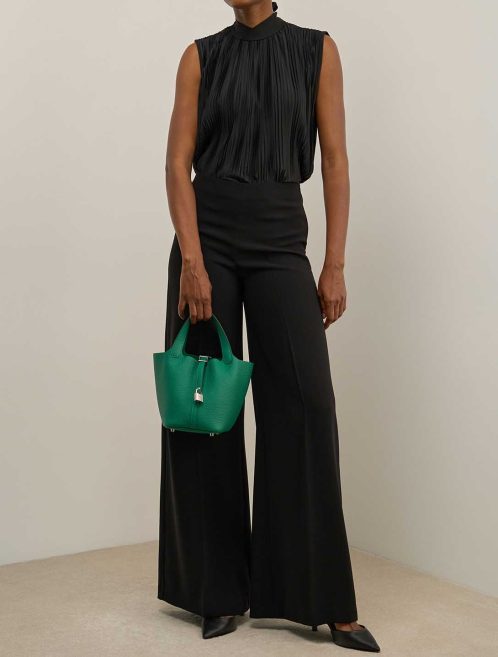 Hermès Picotin 18 Taurillon Clémence Vert Vertigo on Model | Sell your designer bag