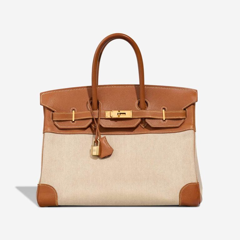 Hermès Birkin 35 Toile / Courchevel Gold / Écru Front | Sell your designer bag