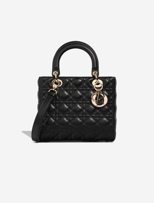 Dior Lady Medium Lamb Black Front | Sell your designer bag