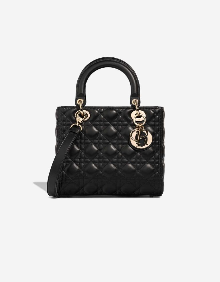 Dior Lady Medium Lamb Black Front | Sell your designer bag