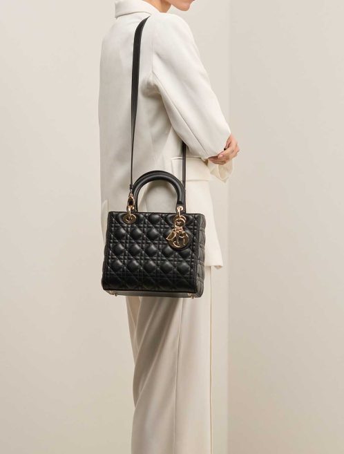 Dior Lady Medium Lamb Black on Model | Sell your designer bag