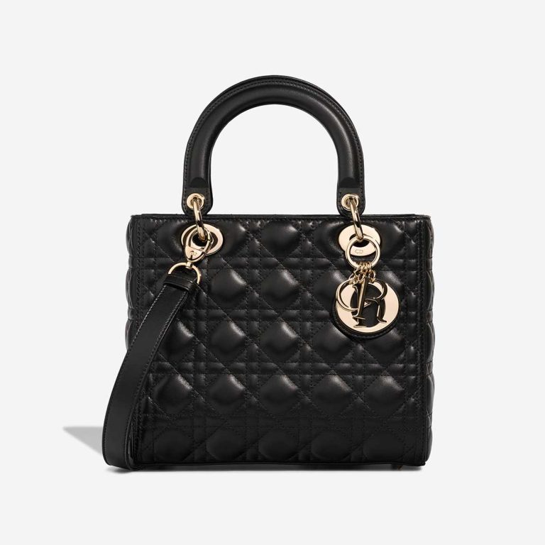 Dior Lady Medium Lamb Black Front | Sell your designer bag
