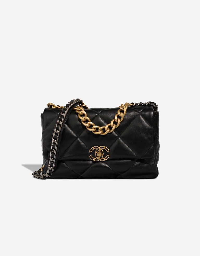 Chanel 19 Large Flap Bag Lamb Black Front | Sell your designer bag