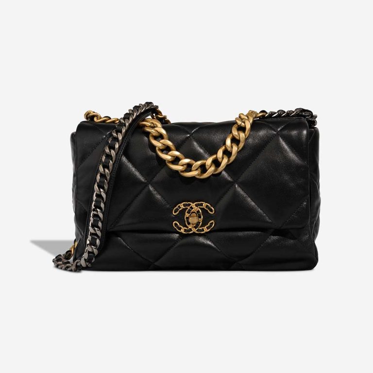 Chanel 19 Large Flap Bag Lamb Black Front | Sell your designer bag