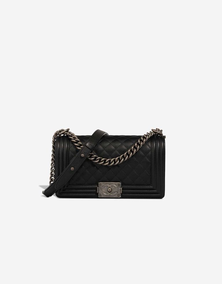 Chanel Boy Old Medium Caviar Black Front | Sell your designer bag