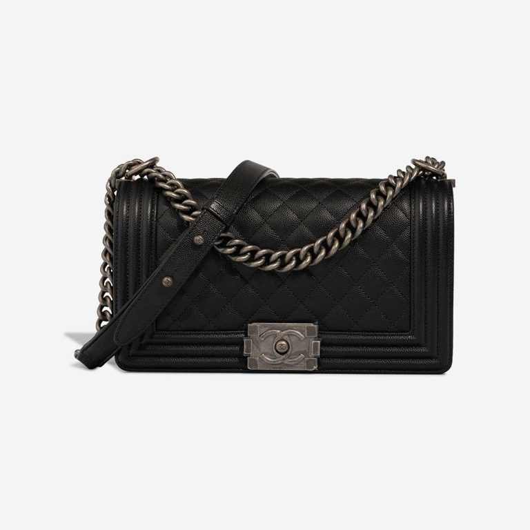 Chanel Boy Old Medium Caviar Black Front | Sell your designer bag
