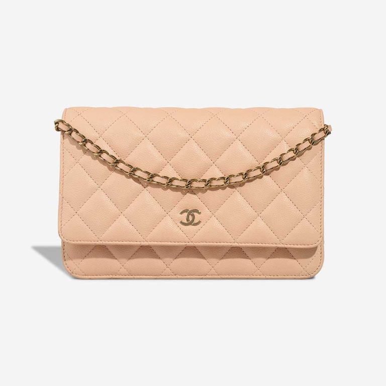 Chanel Timeless Wallet On Chain Caviar Beige Front | Sell your designer bag