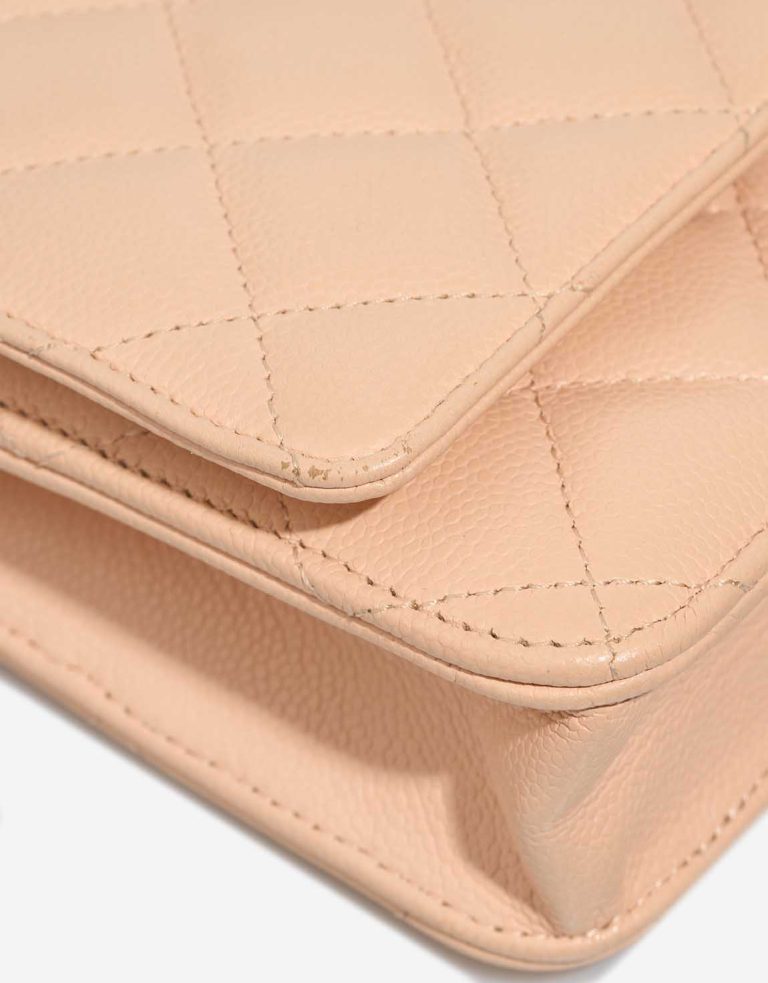 Chanel Timeless Wallet On Chain Caviar Beige Signs of wear | Sell your designer bag