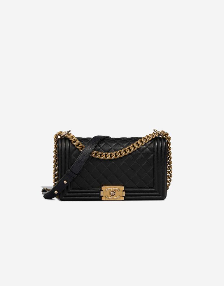 Chanel Boy Old Medium Calf Black Front | Sell your designer bag