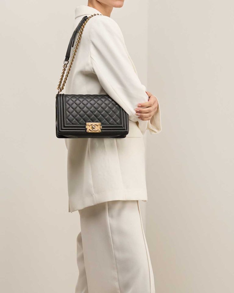 Chanel Boy Old Medium Calf Black Front | Sell your designer bag