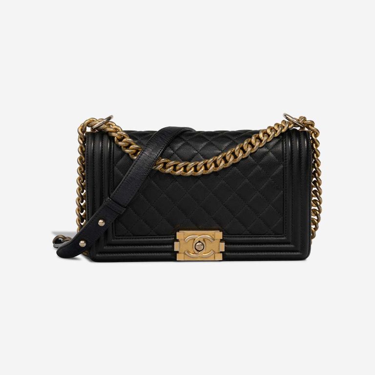 Chanel Boy Old Medium Calf Black Front | Sell your designer bag