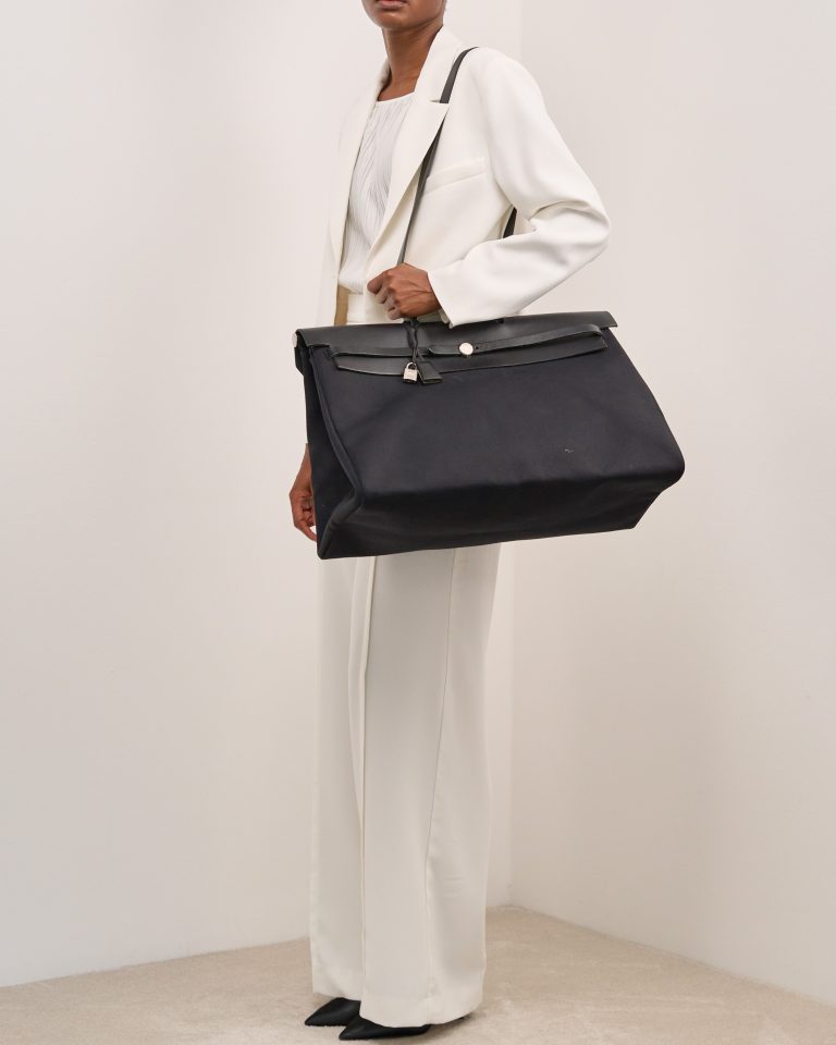 Hermès Herbag 50 Toile / Vache Hunter Black Front | Sell your designer bag