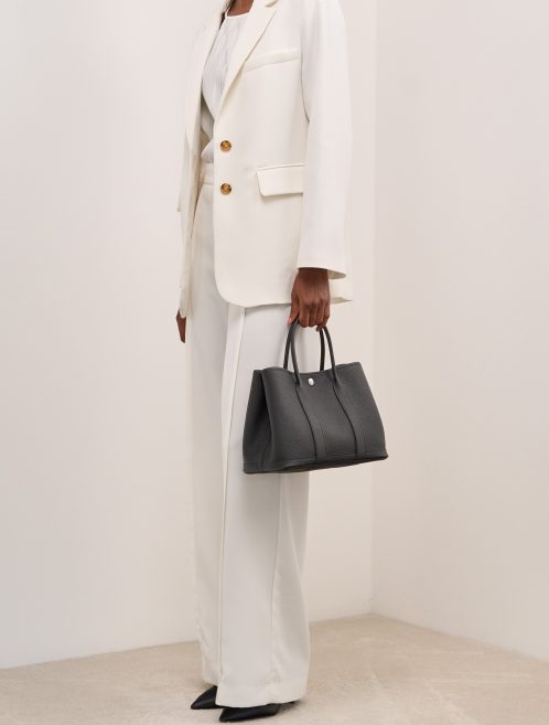 Hermès Garden Party 30 Veau Négonda Black on Model | Sell your designer bag