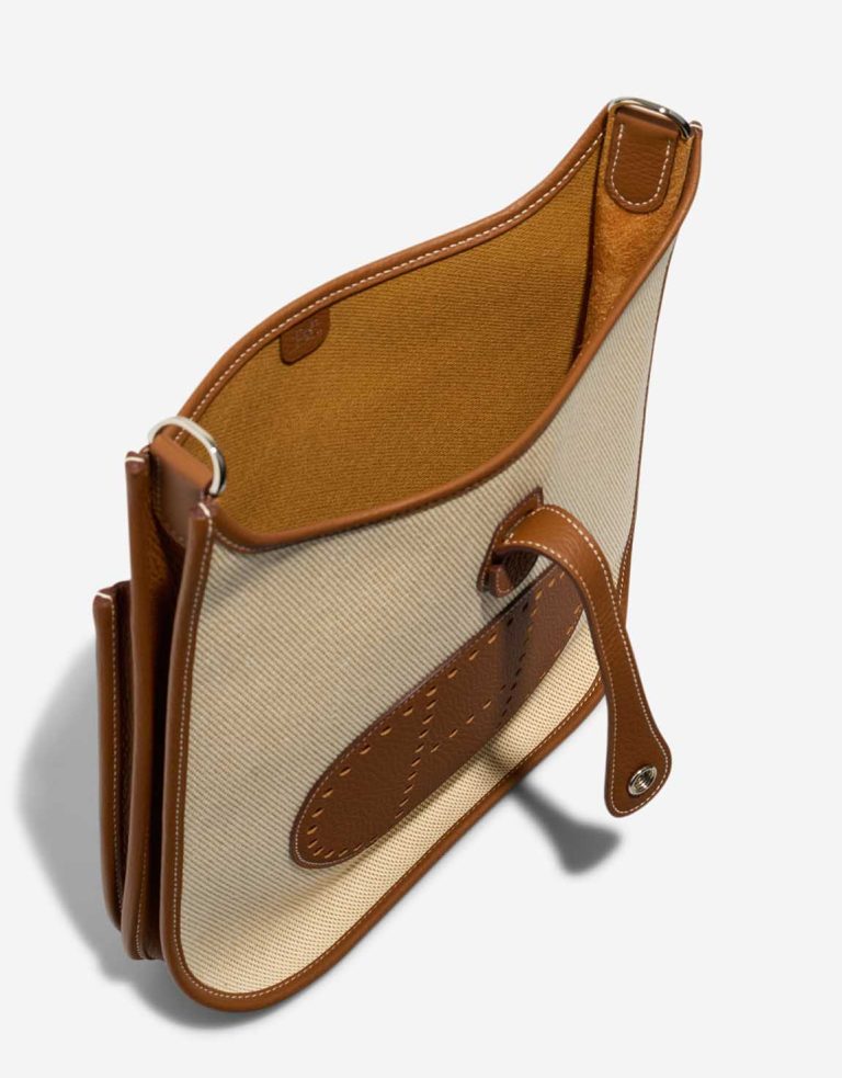 Hermès Evelyne 29 Taurillon Clémence / Toile Écru / Desert / Gold Inside | Sell your designer bag
