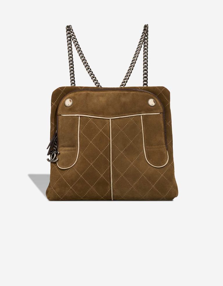 Chanel Backpack Medium Suede Brown Front | Sell your designer bag