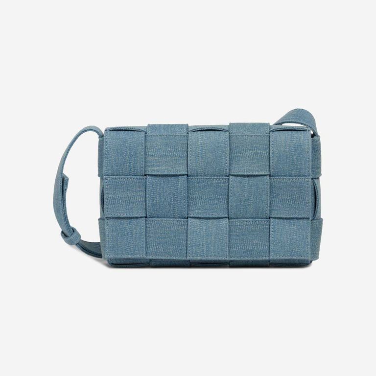 Bottega Veneta Cassette Denim Blue Front | Sell your designer bag