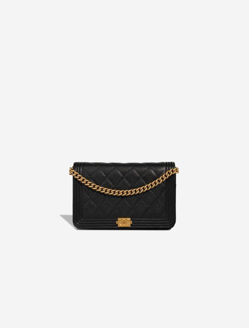 Chanel Boy Wallet On Chain Caviar Black Front | Sell your designer bag