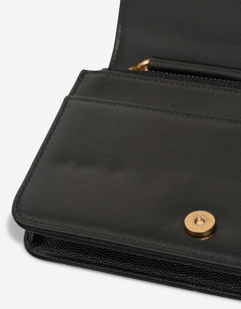 Chanel Boy Wallet On Chain Caviar Black Signs of wear | Sell your designer bag