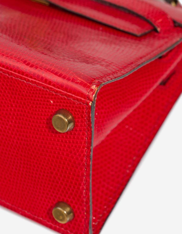 Hermès Kelly Mini Lizard Rouge Vif Signs of wear | Sell your designer bag