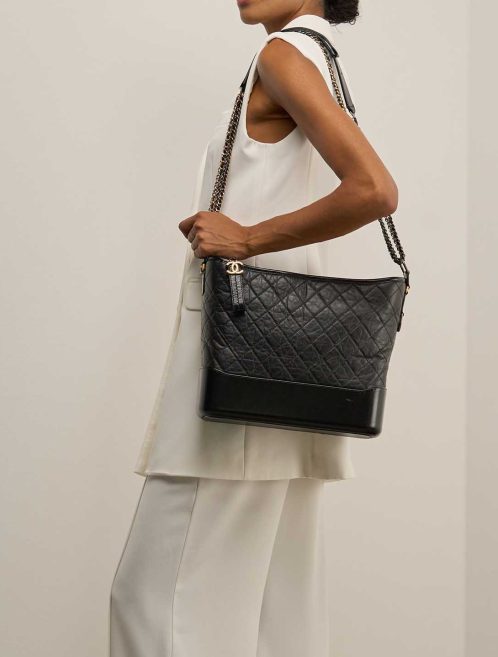 Chanel Gabrielle Large Aged Calf Black on Model | Sell your designer bag