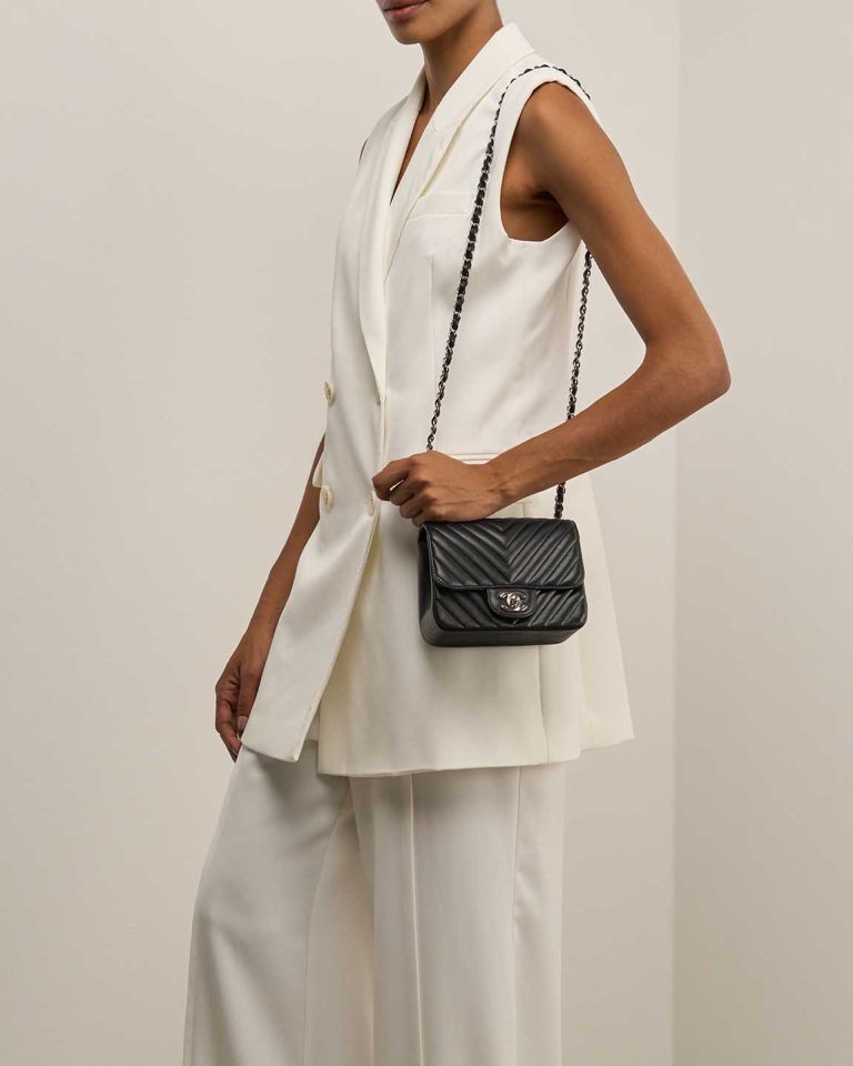 Chanel Timeless Mini Square Lamb Black Front | Sell your designer bag