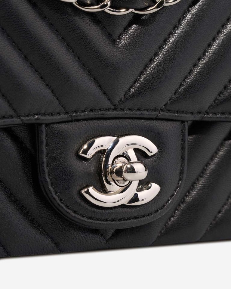 Chanel Timeless Mini Square Lamb Black Closing System | Sell your designer bag