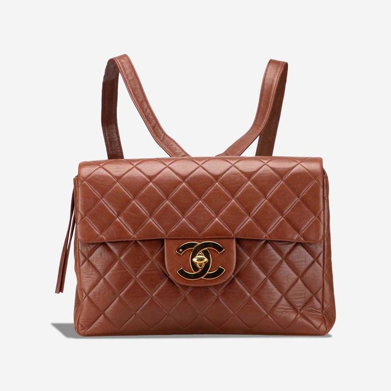 Chanel Timeless Jumbo Lamb Brown Front | Sell your designer bag
