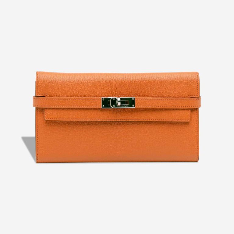 Hermès Kelly Long Wallet Chèvre Mysore Orange H Front | Sell your designer bag