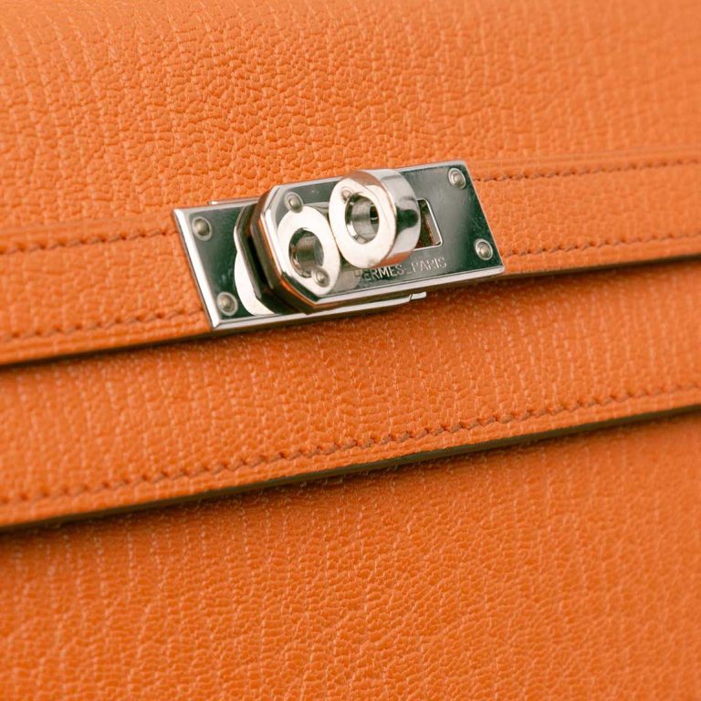 Hermès Kelly Long Wallet Chèvre Mysore Orange H Front | Sell your designer bag