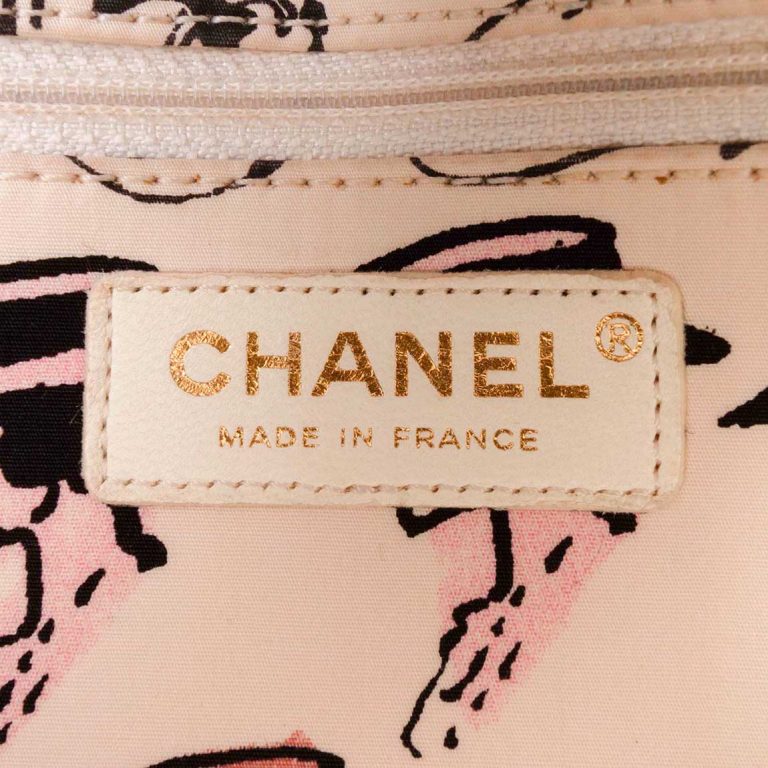 Chanel Timeless Small Fabric Beige / Pink Logo | Sell your designer bag