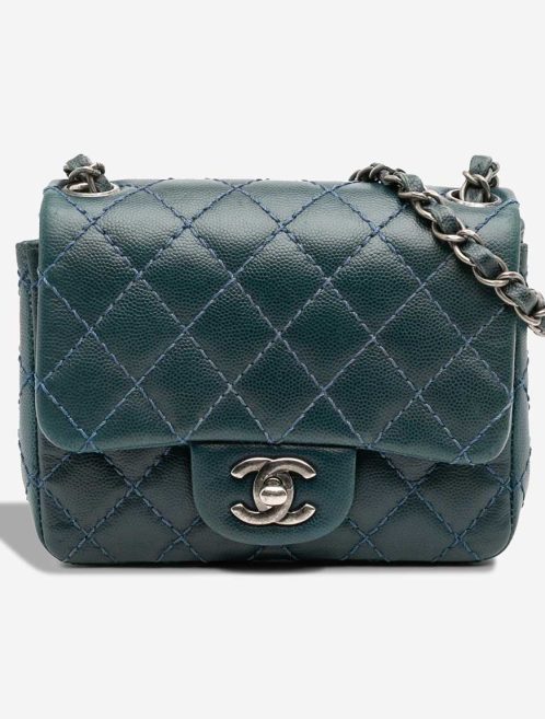 Chanel Timeless Mini Square Lamb Dark Green / Blue Front | Sell your designer bag