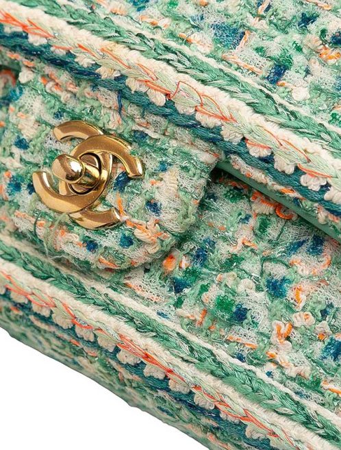 Chanel Timeless Medium Tweed Green Closing System | Sell your designer bag