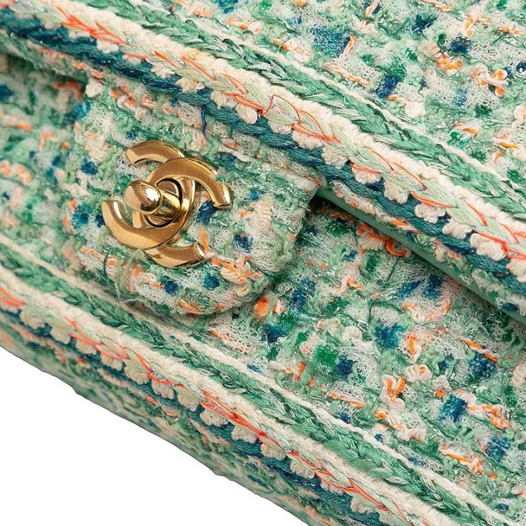 Chanel Timeless Medium Tweed Green Front | Sell your designer bag