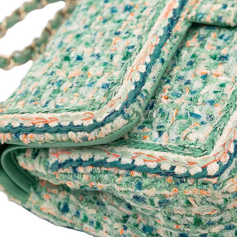 Chanel Timeless Medium Tweed Green Signs of wear | Sell your designer bag