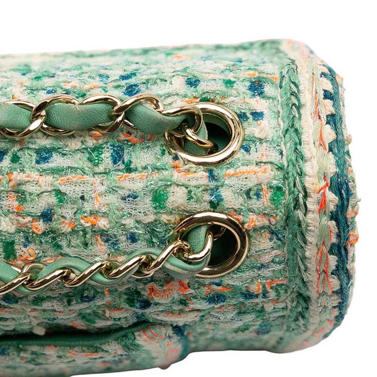 Chanel Timeless Medium Tweed Green Signs of wear | Sell your designer bag
