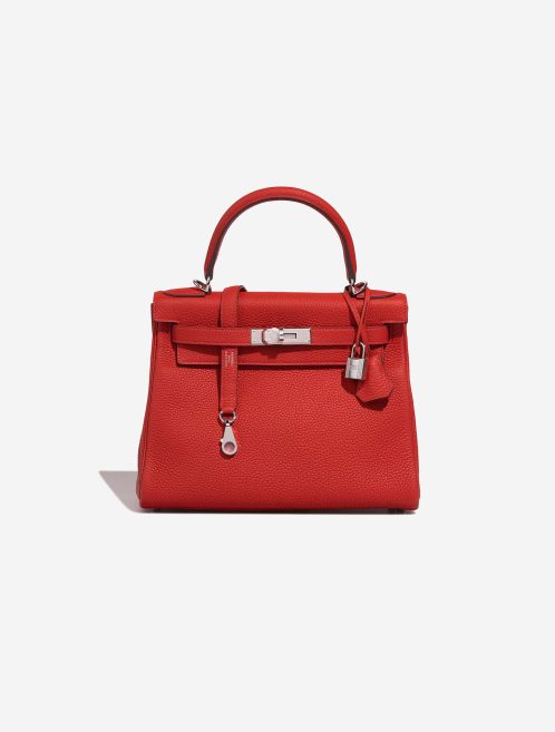 Pre-owned Hermès bag Kelly 28 Clémence Rouge Vermillon Red | Sell your designer bag on Saclab.com