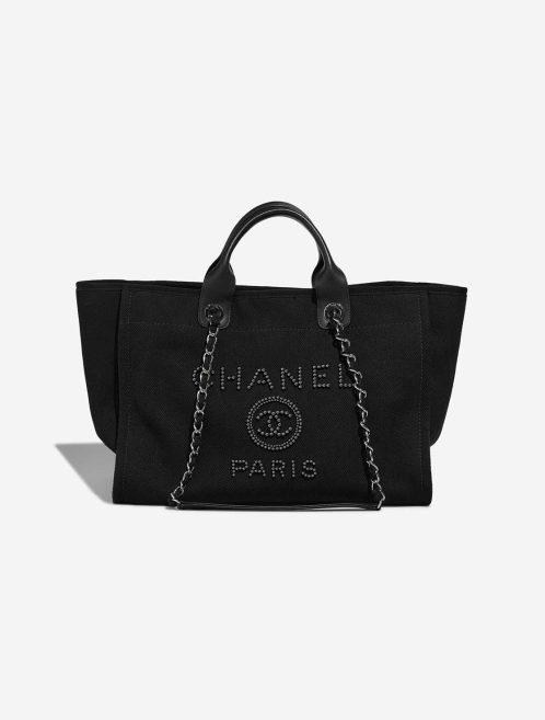 Pre-owned Chanel bag Deauville Medium Canvas / Calf Black Black | Sell your designer bag on Saclab.com