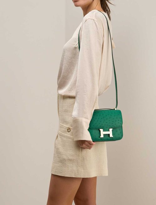 Hermès Constance 18 Ostrich Green on Model | Sell your designer bag