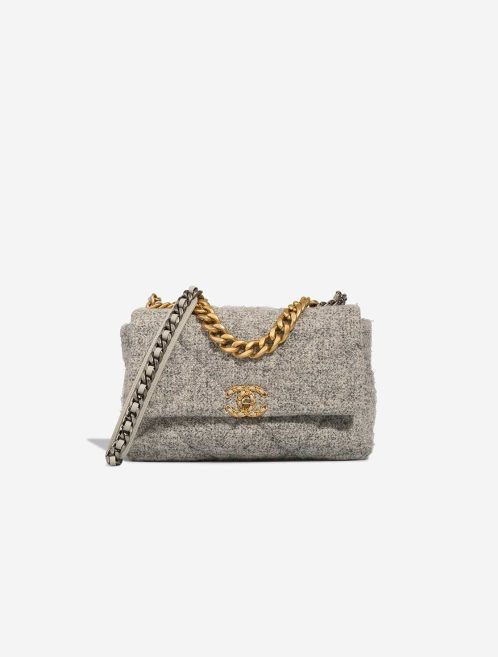 Chanel 19 Flap Bag Felt / Lamb Grey Front | Sell your designer bag