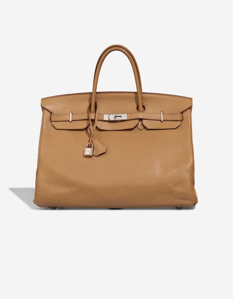 Hermès Birkin 40 Taurillon Clémence Tabac Camel Front | Sell your designer bag