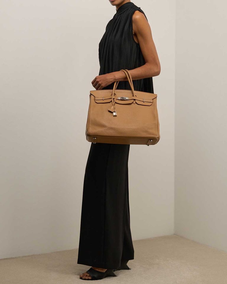 Hermès Birkin 40 Taurillon Clémence Tabac Camel Front | Sell your designer bag