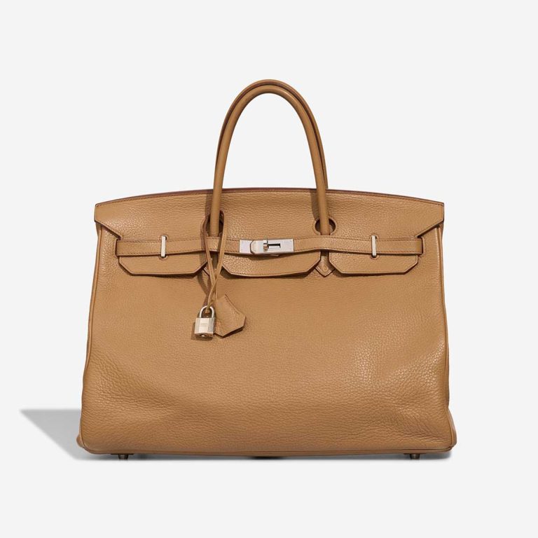 Hermès Birkin 40 Taurillon Clémence Tabac Camel Front | Sell your designer bag