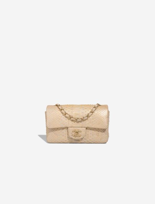 Chanel Timeless Mini Rectangular Python Light Grey / Gold / Beige Front | Sell your designer bag