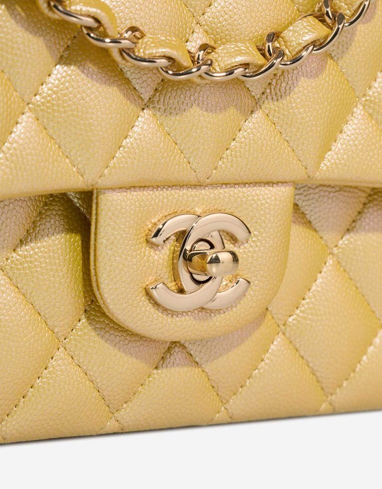 Chanel Timeless Medium Caviar Yellow Closing System | Sell your designer bag