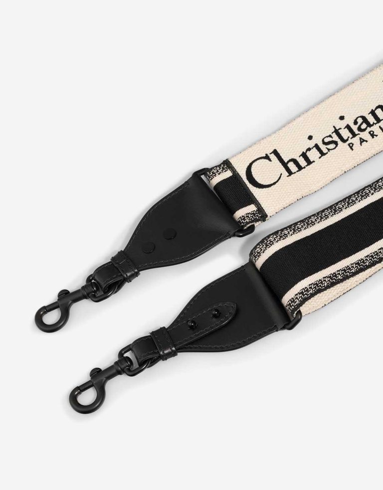 Dior Shoulder Strap Canvas Black / White Front | Sell your designer bag
