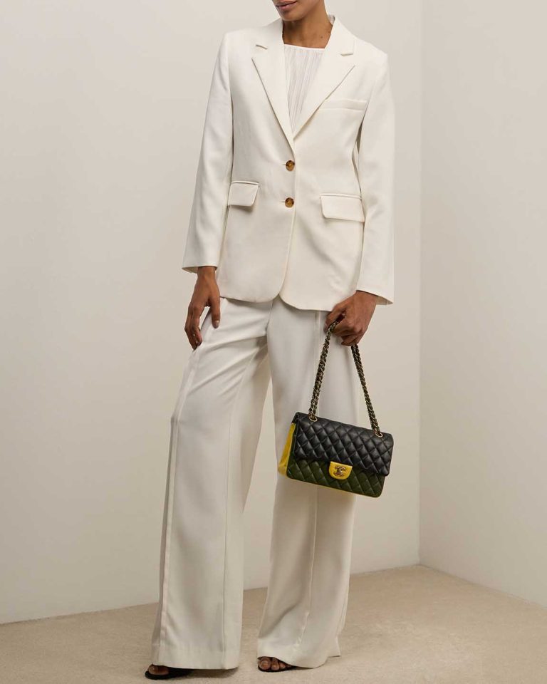 Chanel Timeless Medium Lamb Black / Green / Yellow Front | Sell your designer bag