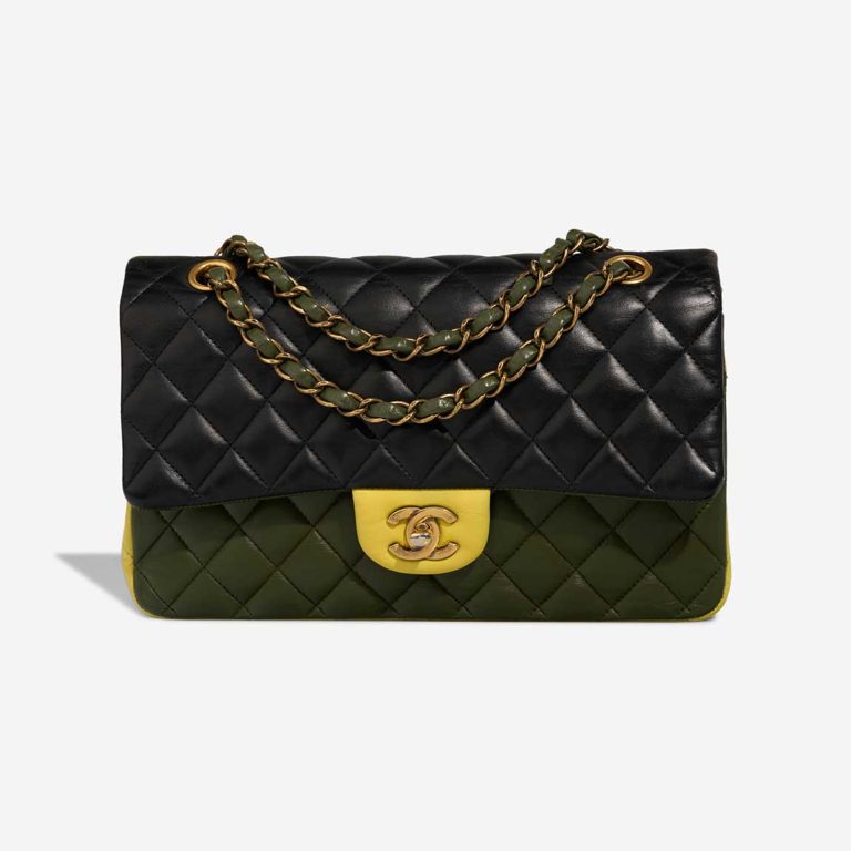 Chanel Timeless Medium Lamb Black / Green / Yellow Front | Sell your designer bag