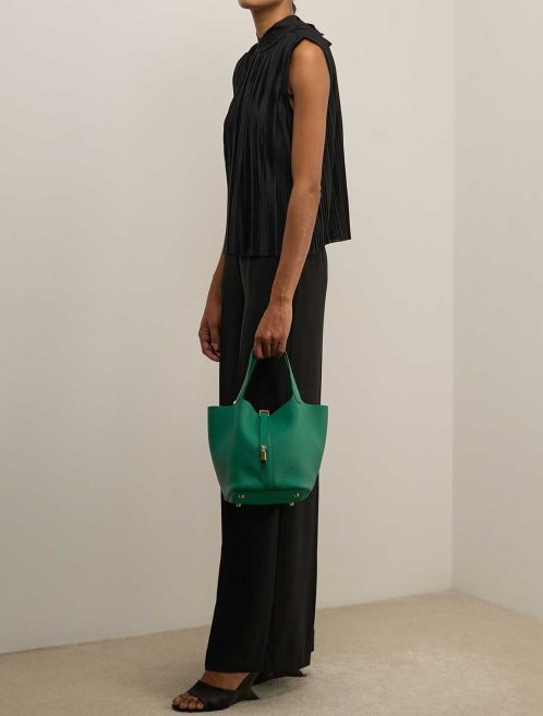 Hermès Picotin 22 Clémence Vert Vertigo on Model | Sell your designer bag