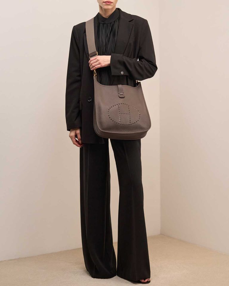 Hermès Evelyne 33 Taurillon Clémence Gris Étain Front | Sell your designer bag